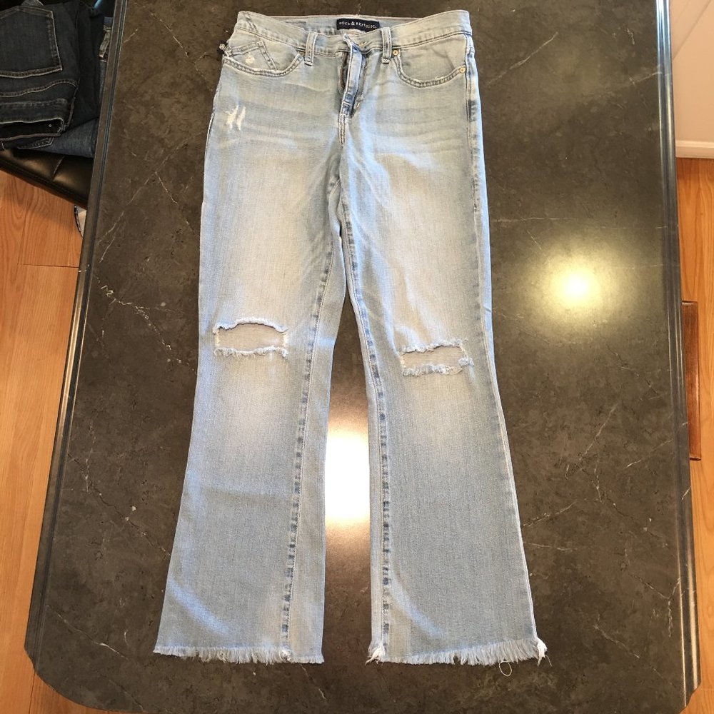 Rock & Republic Faded Boot Cut Jeans, Size 8